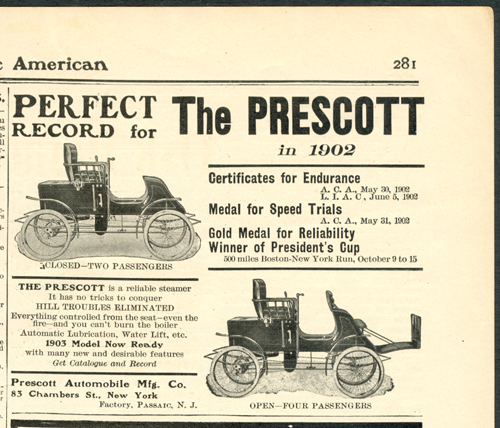 Prescott Automobile Manufacturing Co, Scientific American Advertisement