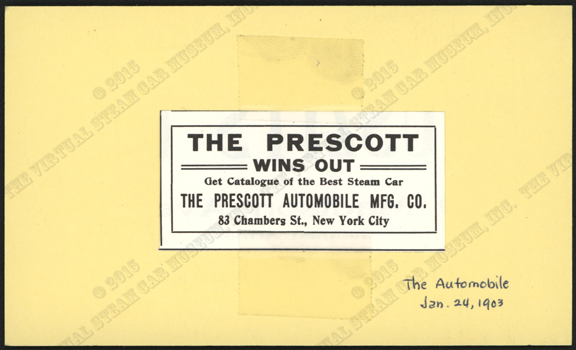 Prescott Automobile Manufacturing Company, The Automobile, January 24, 1903, Conde Collection.