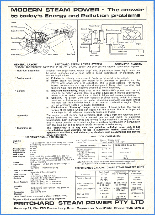 Pritchard Steam Power Pty. Ltd. Brochure