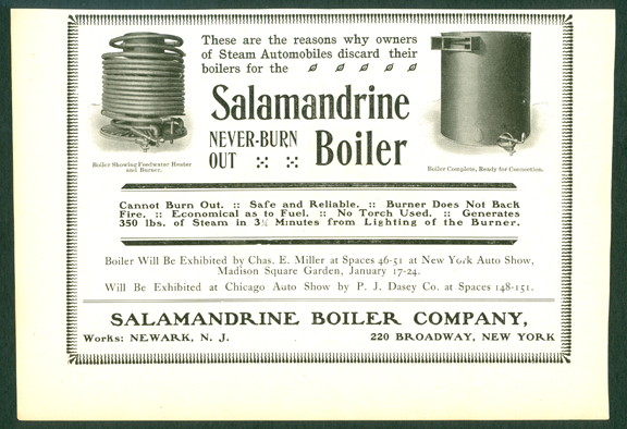 Salamandrine Boiler Company Magazine Advertisement, Motor Age, January 15, 1903