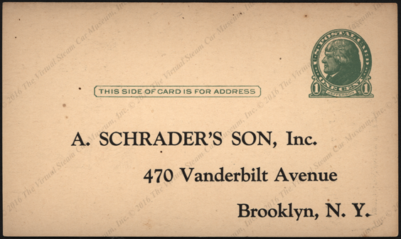A. Schrader's Son, Inc.  Advertising Post Card July 1926 Tire Pressure Gauges Reverse