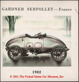 Serpollet Collector Card with 1901 and 1902 World Speed Records, Front