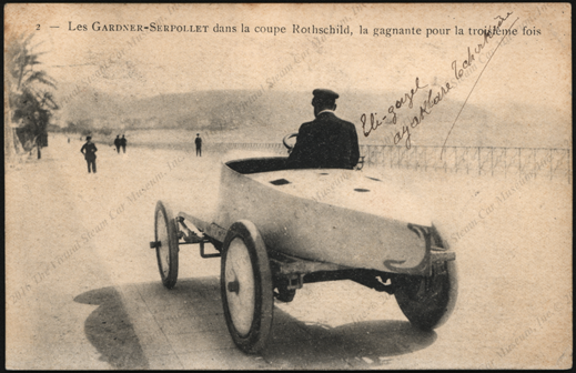 Gardner Serpolle Race Car, RPPC, Postmarked March 23, 1904, La Coupe  Rothschild, front