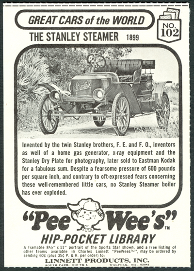 Stanley Steam Car Card