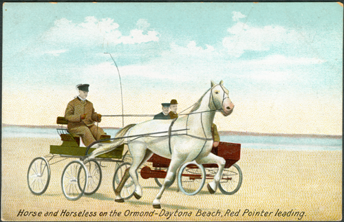Locomobile and horse race on Ormond Beach