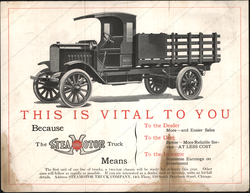Steamotor Truck Company Trade Catalogue, ca: 1917 - 1918