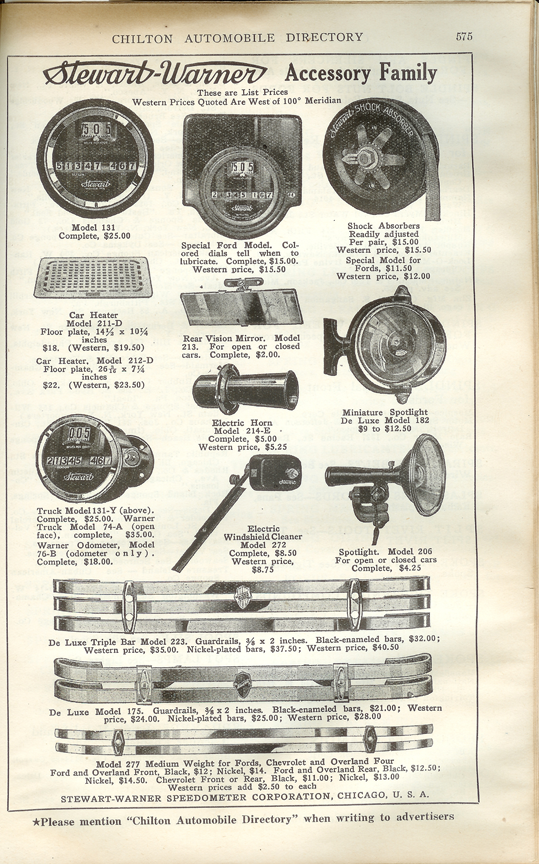 Stewart-Warner Speedometer Corporation, Chilton's, July 1925 Advertisement