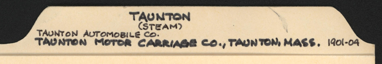 Taunton Automobile Company, John A. Conde File Folder, Conde Collection