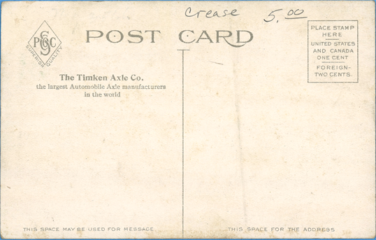 Timken_Detroit Axle Company Factory, postcard, reverse