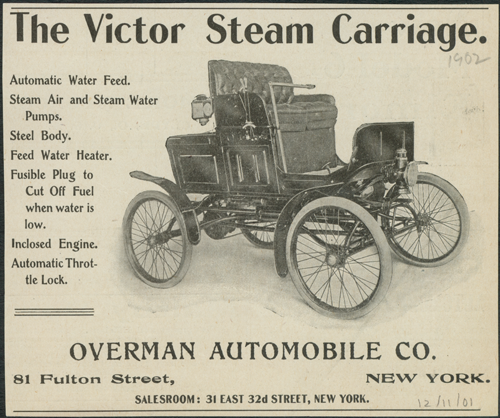 Unknown Magazine, December 11, 1901, Victor Steam Carriage Advertisement