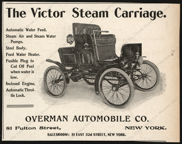 Victor Steam Carriage, Overman Automobile Company Advertisement, December 1901, unknown magazine.