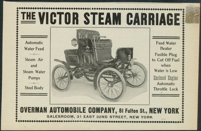 Unknown Magazine, 1902, Victor Steam Carriage, Overman Automobile Company