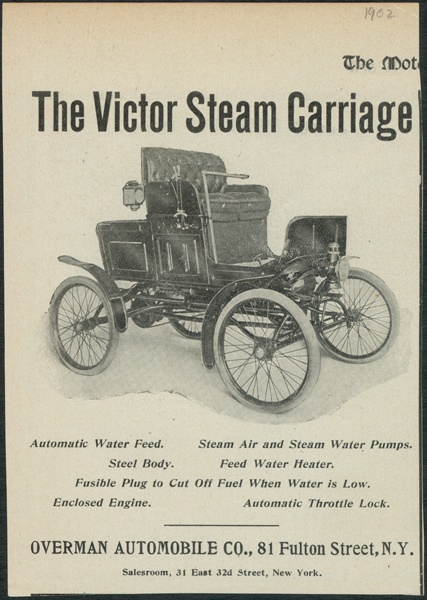 Victor Steam Carraige, Unknown Magazine, 1902