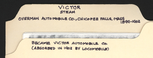 John A. Conde's File Folder, Victor Steam Carriage