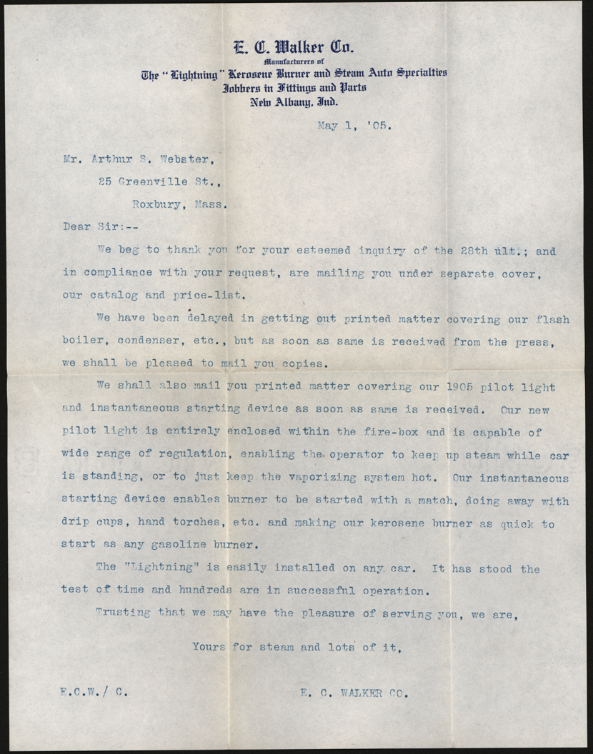 May 1, 1905 E. C. Walker Letter