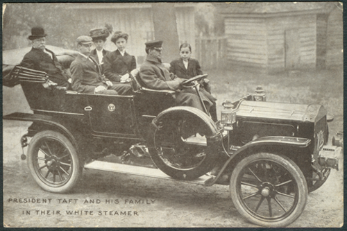 White Steam Car, Taft Inauguration Postcard, March 4, 1909  Front